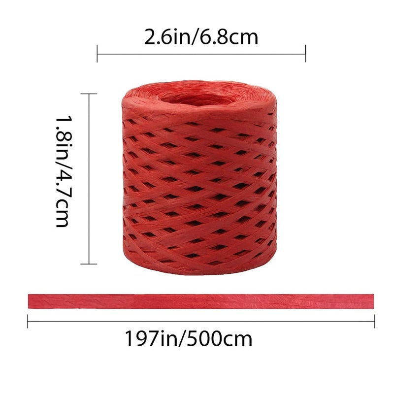 Jolbndcv Raffia Ribbon String,4 Rolls Raffia Paper Gift Wrapping Kraft Packing Paper Twine for Craft Supply Christmas (Total 656 Feet) - Image 2